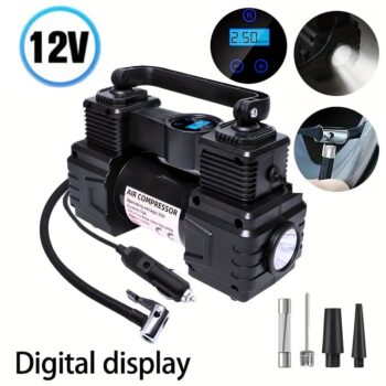 NYAP QICHEYONGPIN 12V Car Tire Inflator with LED Display - Portable, High-Pressure Air Pump for Auto, Truck, and Motorcycle Tires, Auto Shutoff Feature, Car Tire Inflation|Modern Tire Pump|Compact Design, Tire Inflator for Car