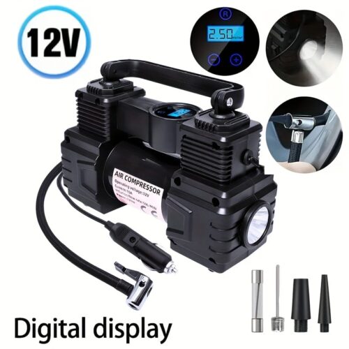 NYAP QICHEYONGPIN 12V Car Tire Inflator with LED Display - Portable, High-Pressure Air Pump for Auto, Truck, and Motorcycle Tires, Auto Shutoff Feature, Car Tire Inflation|Modern Tire Pump|Compact Design, Tire Inflator for Car - Image 5