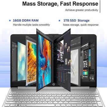 HP Pavilion 15.6" HD Touchscreen Anti-Glare Laptop, 16GB RAM, 1TB SSD Storage, Intel Core Processor up to 4.1GHz, Up to 11 Hours Long Battery Life, Type-C, HDMI, Windows 11 Home, Silver  ElectronicsRufus AIRufus AI