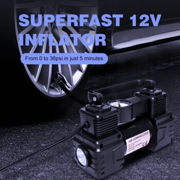 NYAP QICHEYONGPIN 12V Car Tire Inflator with LED Display - Portable, High-Pressure Air Pump for Auto, Truck, and Motorcycle Tires, Auto Shutoff Feature, Car Tire Inflation|Modern Tire Pump|Compact Design, Tire Inflator for Car