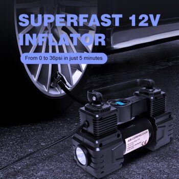 NYAP QICHEYONGPIN 12V Car Tire Inflator with LED Display - Portable, High-Pressure Air Pump for Auto, Truck, and Motorcycle Tires, Auto Shutoff Feature, Car Tire Inflation|Modern Tire Pump|Compact Design, Tire Inflator for Car