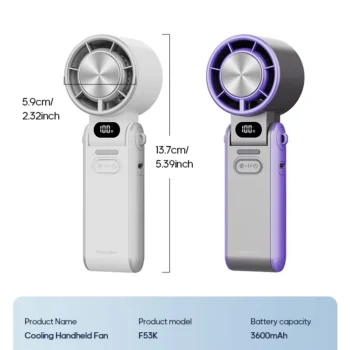 KINSCOTER: Portable Air Cooling Turbo Fan 3600mAh 100 Wind Speeds Adjustable Outdoor Foldable Handheld Fan