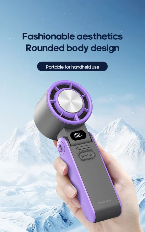 KINSCOTER: Portable Air Cooling Turbo Fan 3600mAh 100 Wind Speeds Adjustable Outdoor Foldable Handheld Fan - Image 18