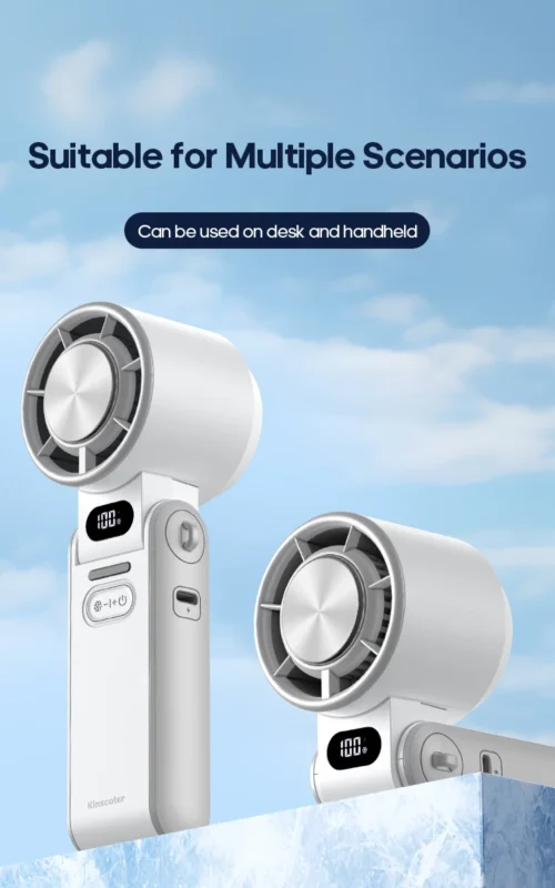 KINSCOTER: Portable Air Cooling Turbo Fan 3600mAh 100 Wind Speeds Adjustable Outdoor Foldable Handheld Fan - Image 13