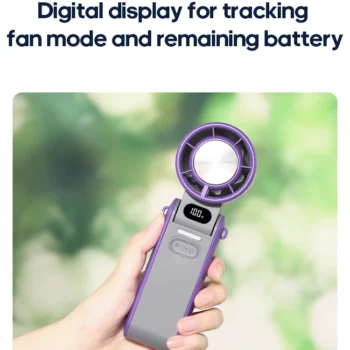 KINSCOTER: Portable Air Cooling Turbo Fan 3600mAh 100 Wind Speeds Adjustable Outdoor Foldable Handheld Fan