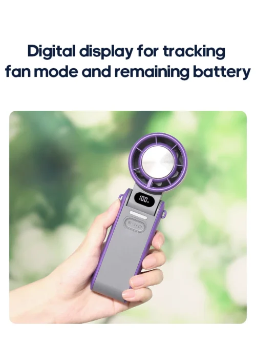 KINSCOTER: Portable Air Cooling Turbo Fan 3600mAh 100 Wind Speeds Adjustable Outdoor Foldable Handheld Fan - Image 16