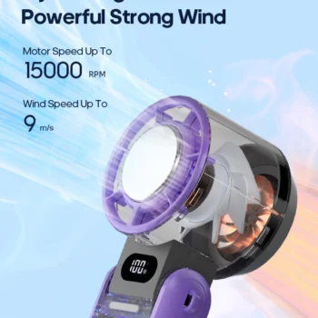 KINSCOTER: Portable Air Cooling Turbo Fan 3600mAh 100 Wind Speeds Adjustable Outdoor Foldable Handheld Fan