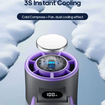 KINSCOTER: Portable Air Cooling Turbo Fan 3600mAh 100 Wind Speeds Adjustable Outdoor Foldable Handheld Fan