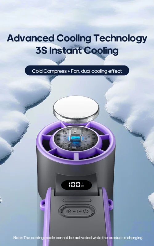 KINSCOTER: Portable Air Cooling Turbo Fan 3600mAh 100 Wind Speeds Adjustable Outdoor Foldable Handheld Fan - Image 9