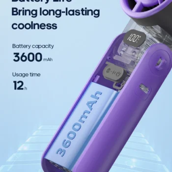 KINSCOTER: Portable Air Cooling Turbo Fan 3600mAh 100 Wind Speeds Adjustable Outdoor Foldable Handheld Fan