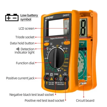 DM850 Professional Digital Multimeter 1999 Auto AC/DC Votage Tester Ohm Current Ammeter Test Probe Professional Detector Tool