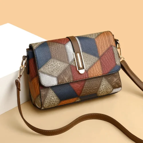 Flap Sling Shoulder Bags for Women Vintage Splicing Crossbody Messenger Bag Purse Female PU Leather Handbag Pocket - AliExpress