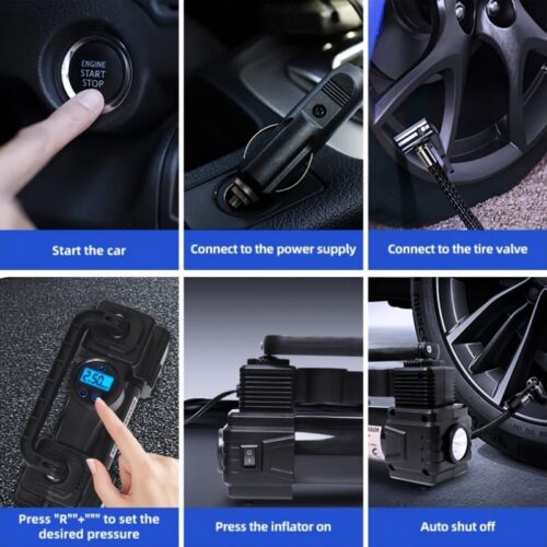 NYAP QICHEYONGPIN 12V Car Tire Inflator with LED Display - Portable, High-Pressure Air Pump for Auto, Truck, and Motorcycle Tires, Auto Shutoff Feature, Car Tire Inflation|Modern Tire Pump|Compact Design, Tire Inflator for Car - Image 10