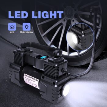 NYAP QICHEYONGPIN 12V Car Tire Inflator with LED Display - Portable, High-Pressure Air Pump for Auto, Truck, and Motorcycle Tires, Auto Shutoff Feature, Car Tire Inflation|Modern Tire Pump|Compact Design, Tire Inflator for Car