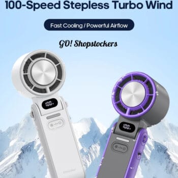 KINSCOTER: Portable Air Cooling Turbo Fan 3600mAh 100 Wind Speeds Adjustable Outdoor Foldable Handheld Fan