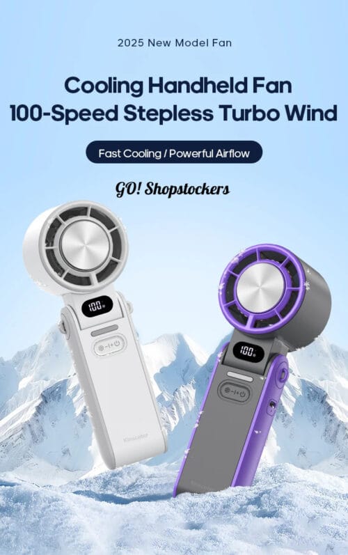 KINSCOTER: Portable Air Cooling Turbo Fan 3600mAh 100 Wind Speeds Adjustable Outdoor Foldable Handheld Fan