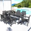 7 PCS HDPE Outdoor Furniture Set for 6, Dining Table and Chairs w/ Umbrella Hole