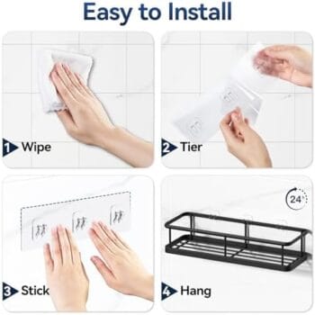 YASONIC Shower Caddy with Removable Hooks 2 Pack