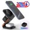 30W 3 in 1 Wireless Phone Magnetic Foldable Charger